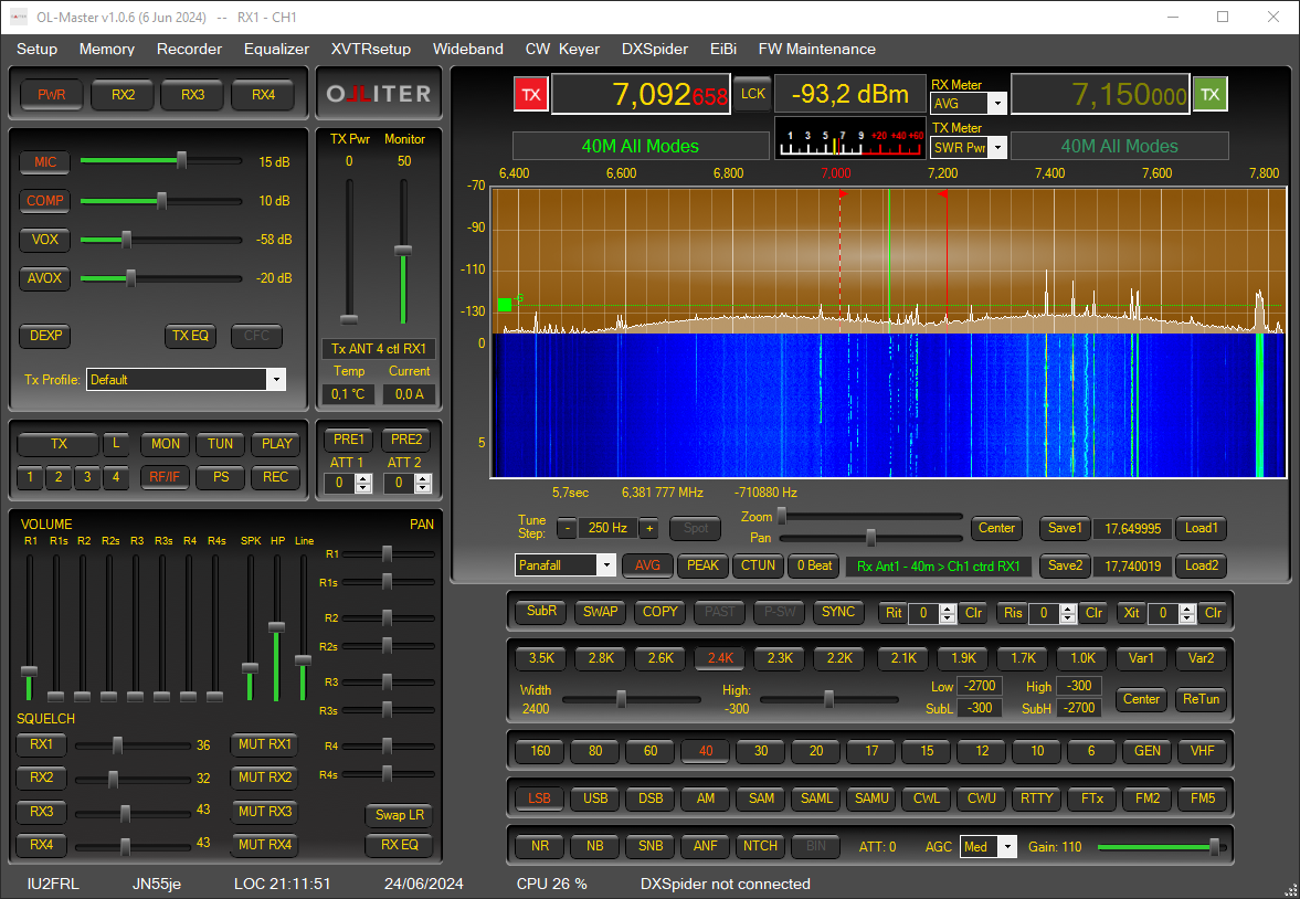 Controlling the transceiver