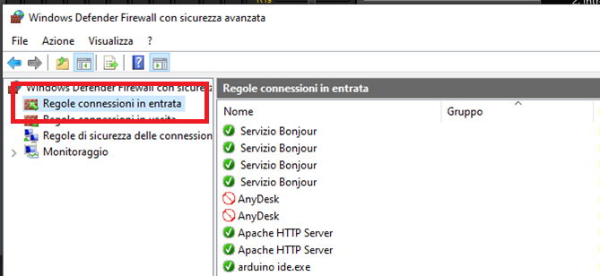 Inbound connection rules