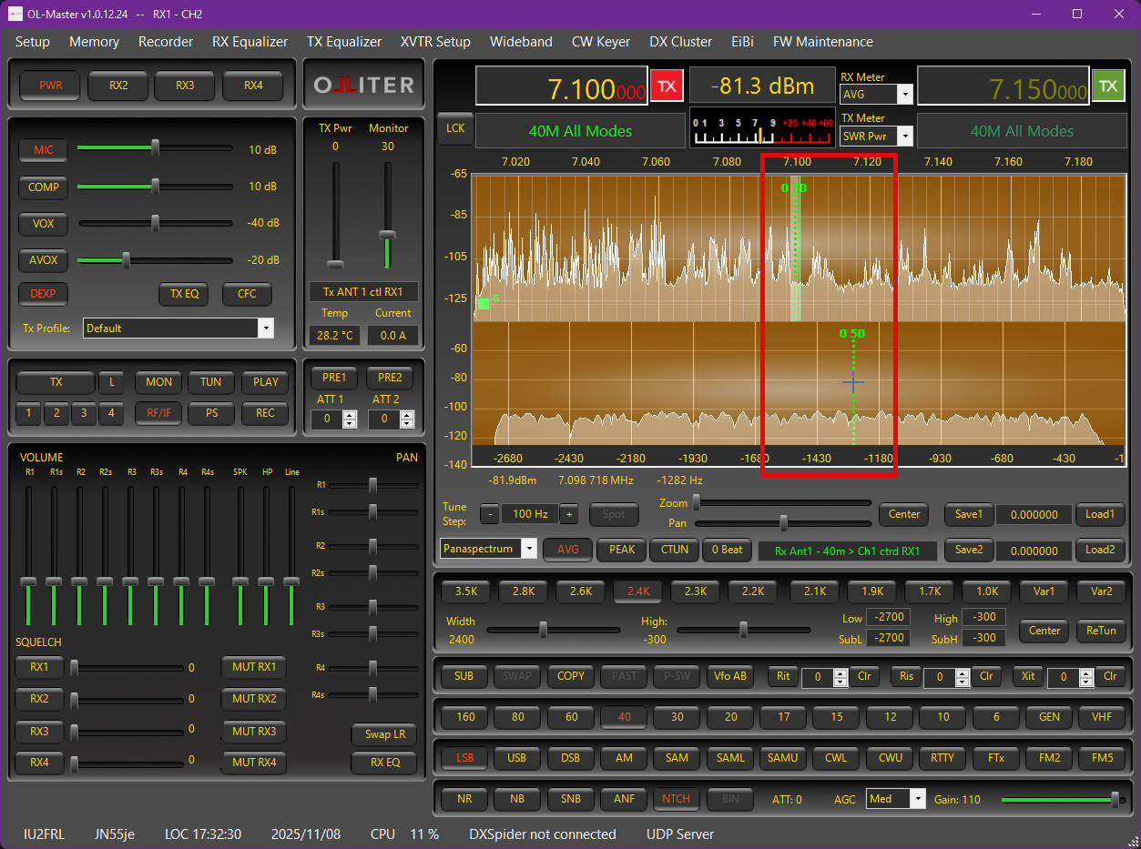 Disabling a notch filter