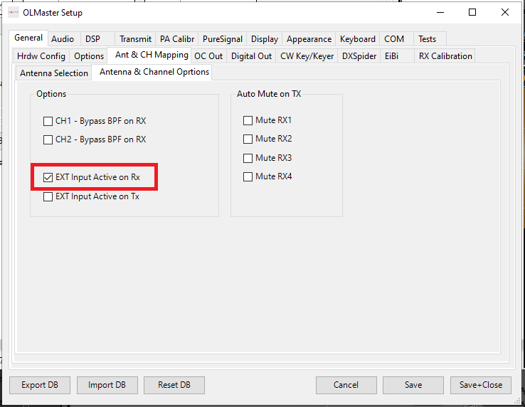 EXT Input Active on RX in Setup form